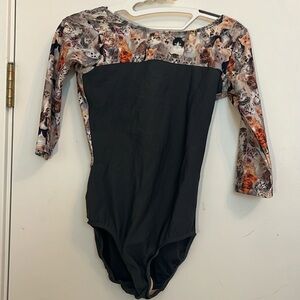 Custom-made Eleve cat print leotard size small
